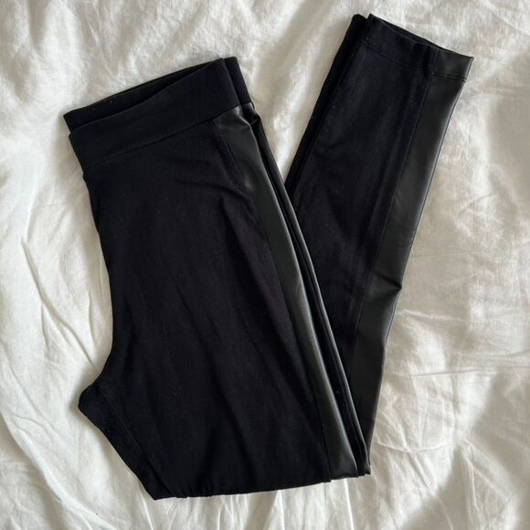 Old Navy Black 'Leather' Stripe Leggings - Picture 1 of 6